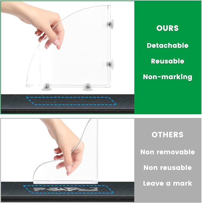 Daily Treasures 2Pcs Removable 10.6"x10.6" Large Shower Splash Guard with Silicone Sucker, Reusable Splash Guard for Shower, 3MM Thickened Bathtub Splash Guard,Detachable Bathtub Splash Guard for Tub