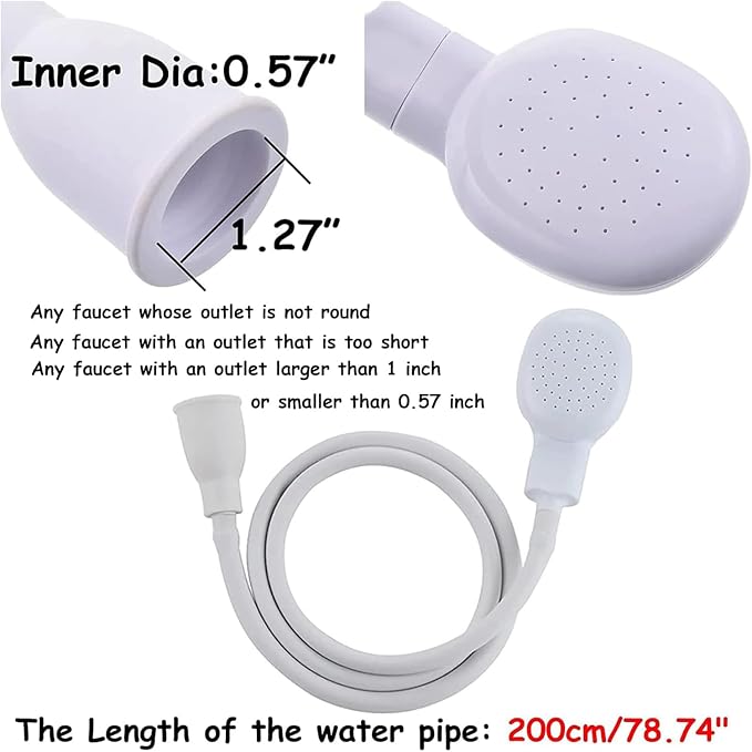 2m/6.56ft Sink Spray Rubber Hose Portable Sink Hose Faucet Sprayer Shampoo Sprayer Handheld Faucet Shower for Pets,Bathing Baby,Washing Hair,Rinsing Vegetables