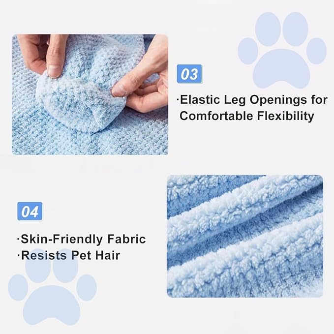 MANON ROSA Dog Bathrobe Towel - Absorbent Microfiber Robe for Small Medium Dogs and Cats - Quick-Drying Pet Drying Towel for After Bath Pool Beach (Medium Fits Pets 8-14lbs Back Length 15.8")