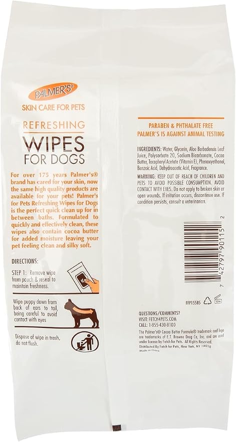 Palmer’s for Pets Cocoa Butter Formula Refreshing Wipes for Dogs and Puppies - Paraben Free, Phthalate Free Dog Grooming Wipes with Vitamin E, Gentle Daily Use, 100 Count - 3 Pack