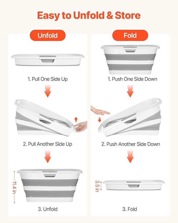 VEVOR Dog Bathtub, Collapsible Dog Bath Tub, Pet Bathing Grooming Wash Shower Station, Portable Space-Saving & Stable Support, for Small Pet Puppy Doggie Cat Outdoor, Gray White