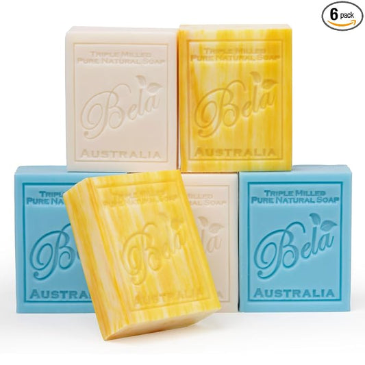 BELA Soap Bar Variety Pack, Pure Goats Milk, Honey, and Sea Salt, Long Lasting, Triple Milled Face Hand and Body Soap Enriched with Organic Shea Butter