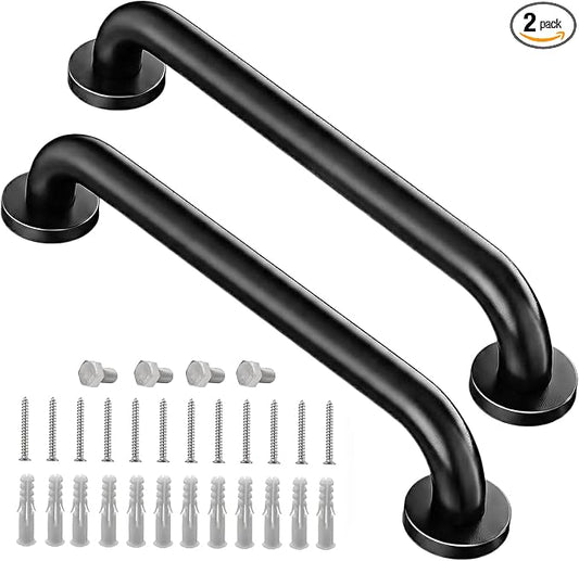 Safety Handle Bar Iron Outdoor Deck Rail Banister Bath Shower Grab Indoor & Outdoor Deck Hand Rail 500LBS Load Capacity Wall Mount Stainless Steel 2 Pack