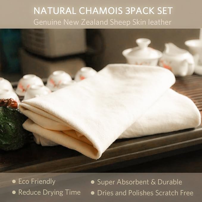 Chamois Drying Cloth Car Drying Towel Real Leather Super Absorbent Fast Drying Natural Chamois Car Wash Cloth Accessory (17.7" x 23.6")