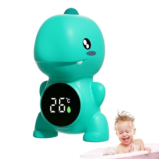 Bath Thermometer – ABS 12×7cm | Little Dinosaur Digital LED Water Temperature Display | Floating Bath Safety Thermometer for Newborns Boys and Girls Shower and Tub Use