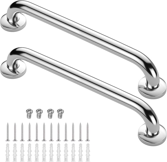 Gotega Shower Grab Bar 2 Pack, 24 in Bathroom Grab Bar Stainless Steel Shower Handle Handicap Elderly Senior，Shower Bath Handle Grab Bars for Bathtub Showers Waterproof