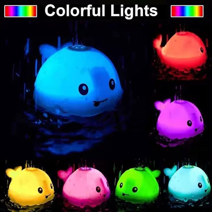 Bath Toys for Kids Ages 1-3 - Easter Basket Stuffers, 1 2 3 Year Boys Girls Gifts,, Light Up Whale Bath Toy Sprinkler, Toddler Bathtub Pool Water Table Toys, Birthday Gifts for Kids