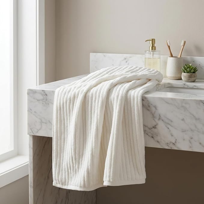 3 Piece Bath Towel Set, 40"x80"Microfibers Bath Sheets,White | 1Bath towels 1Hand towels 1Washcloths，Extra-large size，Big and Tall users，Quick dry，Highly Absorbent，Spa Gym