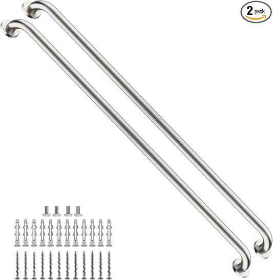 2 Pack 48 Inch Shower Grab Bar Brushed Nickel, ZUEXT Stainless Steel Safety Grab Bar Handle, Bathroom Balance Bar, Safety Hand Rail Support - Handicap, Elderly, Injury, Senior Assist Bath Handle