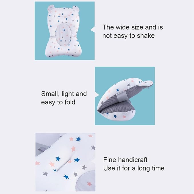 Baby Bath Pad, Breathable Soft Sink Baby Bath with Connectable Bath Mat, Bathtub Mat, Adjustable Nonslip Newborn Toddler Bath Cushion for 0 to 12 Months