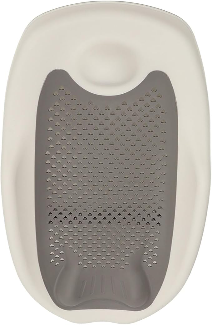 Baby Bath Support for Bathtub or Sink, Home Foldable Ergonomic Heart Shaped Sink, Rinse Tubs Hollow Pattern Infant Holder Rack Pink Bather Newborn to Toddler Tub with Three (Gray)