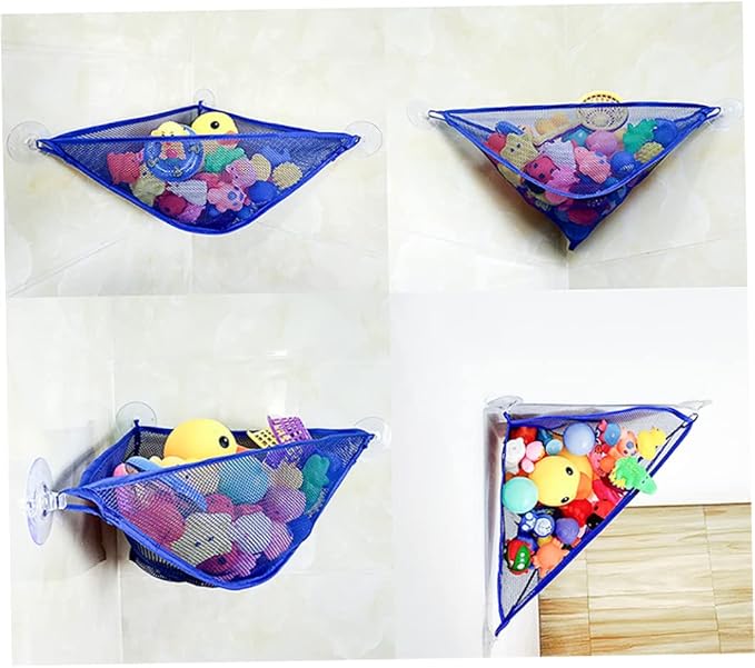 Bath Toy Organizer with Strong Suction Cups Bathtub Toys Holder Storage Net Corner Shower Caddy Bag for Baby Boys and Girls White 1PC.