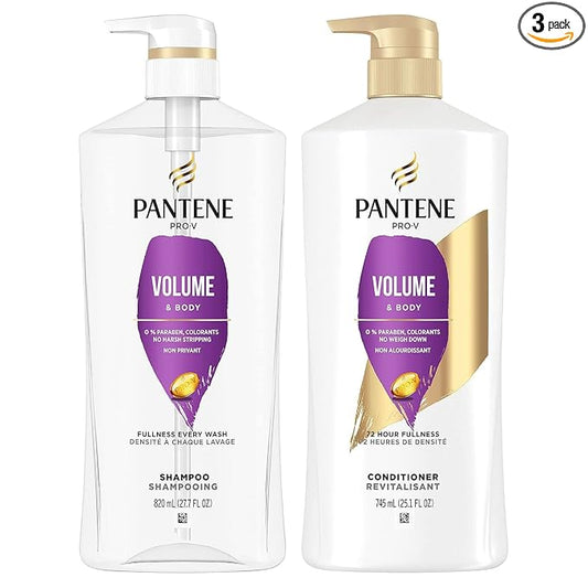 Pantene Shampoo, Conditioner and Hair Treatment Set, Volume & Body for Fine Hair, Safe for Color-Treated Hair