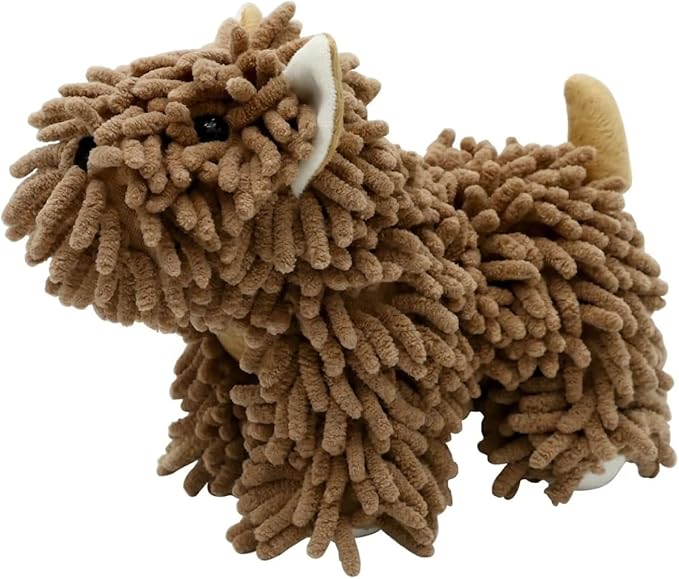 Cute Dog Chenille Hand Towel, 3D Puppy Hangable Fuzzy Ball Hand Towel Microfiber Super Soft Absorbent Bathroom & Kitchen Towels with Hanging Loop, Can Be Placed on the Sink Countertop (Dark Brown)