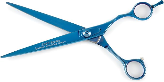 Master Grooming Tools 5200 Blue Titanium Shears — High-Performance Shears for Grooming Dogs - Straight, 7½"