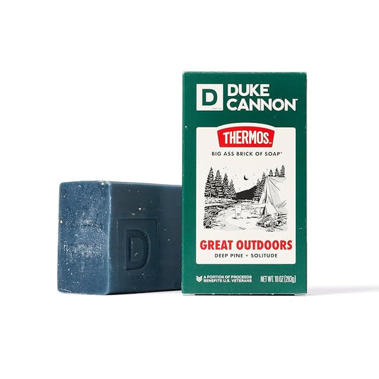 Duke Cannon Supply Co. x THERMOS Great Outdoors Big Brick of Soap for Men - 10 oz - Deep Pine + Solitude Scent - Triple-Milled Men's Bar Soap - Deep-Cleansing Bath Bar