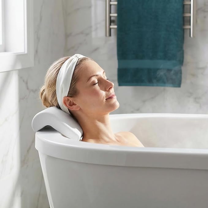 POPETPOP Bath Tub Pillow, Pu Bath Neck Pillows for Tub with 2 Suction Cups | Bath Essentials Neck Pillow for Head and Neck Support, Wave Bath Pillow for Home, Salon, Spa, Bathtub (11.59'' X 5.70'')