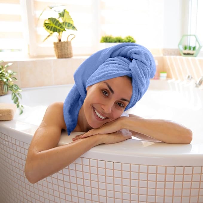 KAHAF COLLECTION 6 Pack Bath Towels Set (27 x 54 Inches) 100% Ring Spun Cotton, Lightweight, Quick Dry, Highly Absorbent Towels (Blue, (27x54) Inches)