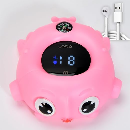 Baby Bath Thermometer - Digital Floating Water Thermometer with LED Display & Color Temperature Alerts, Rechargeable Bath Toy for Infant Bathtub Safety, Newborn Bath Essentials Gift