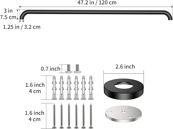 48 Inch Stainless Steel Shower Grab Bar, ZUEXT Matte Black Shower Handle, Bathroom Balance Bar, Safety Hand Rail Support Bar for Handicap Elderly Injury, Senior Assist Bath Tub Wall Concealed Mount