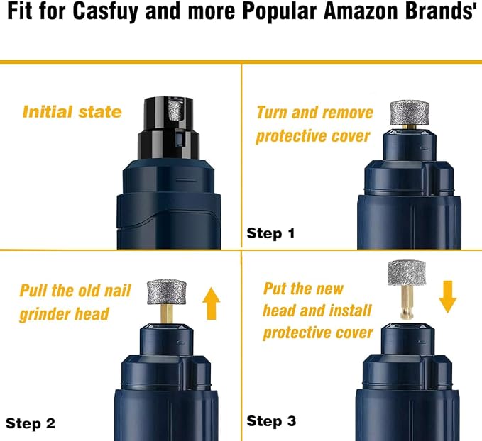 for Casfuy Dog Nail Grinder - Replacement Wheels Head Tips for Casfuy, LuckyTail, Casifor, YABIFE - Fit for Large Medium Dog with Thick, Tough Nails，3pcs