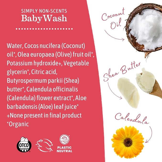 Earth Mama Simply Non-Scents Baby Wash - Foaming Hand Soap & Body Wash for Sensitive Skin - 34 fl oz - Infant Essentials - Fragrance-Free