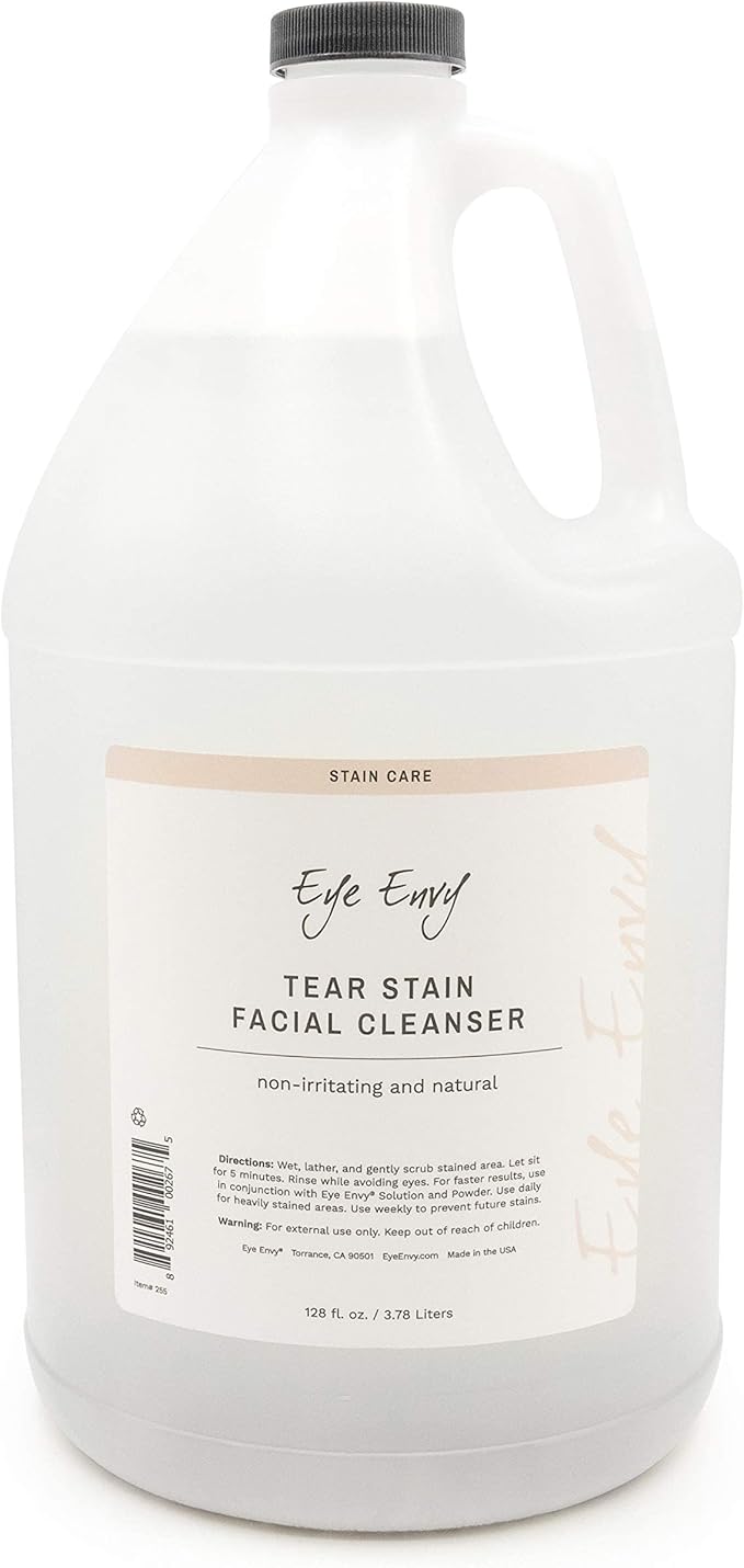 Eye Envy Tear Stain Facial Cleanser for Dogs and Cats. Washes Away Crusty Eye Debris, Eye Boogers, Eye Discharge. Tearless Foaming Formula. Cleans Tear Stains. All-Natural. 1 US Gallon