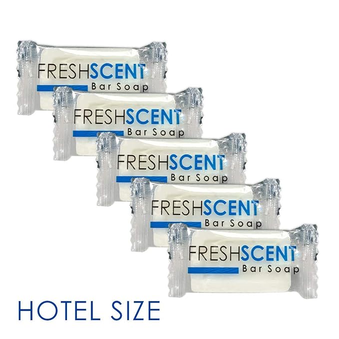 Freshscent 1.0 oz Bar Soap (100 Pack) Hotel Travel Size, Individually Wrapped, Vegetable Based, Bulk Amenities and Toiletries for Hospitality