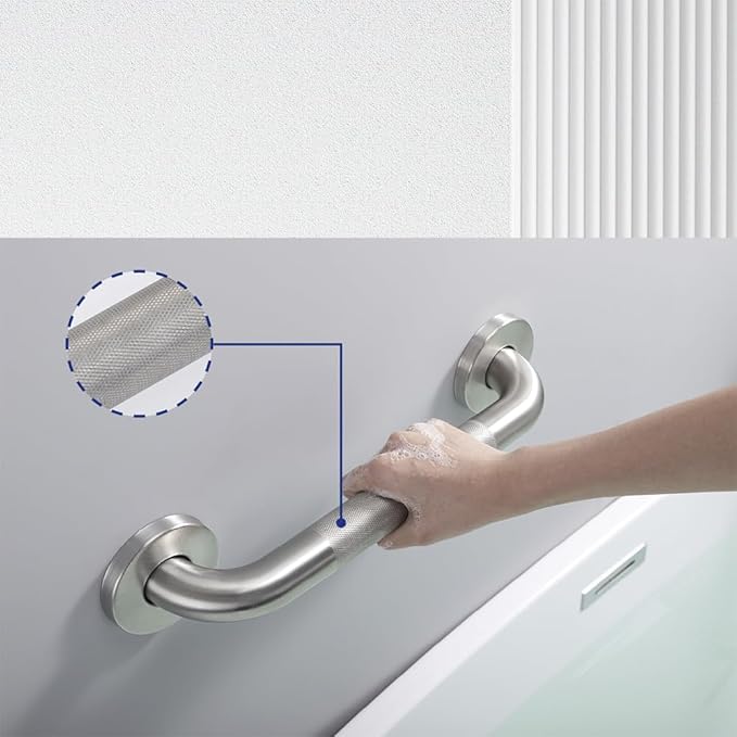 Textured Handicap Grab Bar for Shower, Shower Handles for Elderly, Shower Grab Bars for Seniors with Concealed Screws (Brushed Nickel)
