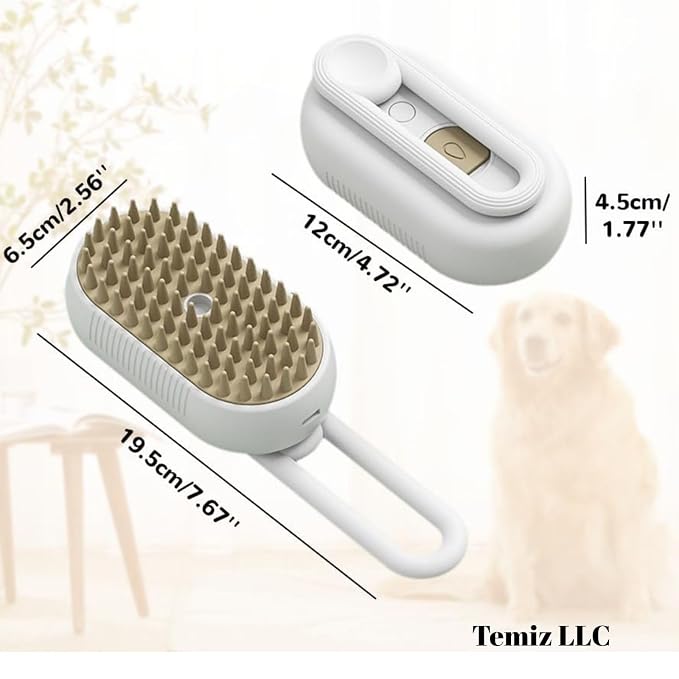 4-in-1 Pet Grooming Brush with Water Spray for Dogs & Cats, Silicone