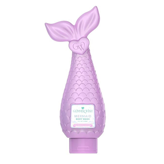 Glimmer Wish Fragrance Free and Dye Free Kids Body Wash for Sensitive Skin, Plant Based Cleansers, Organic Botanicals and Pro-Vitamin B5, 12 Fl Oz (Mermaid)