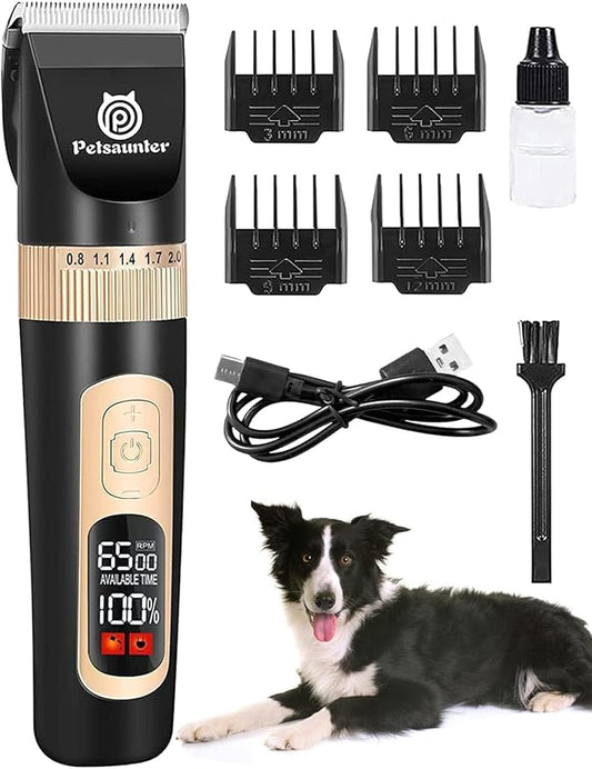 Dog Clippers for Grooming, 4-Speed & LCD, Low Noise Electric Trimmer for Grooming, TypeC Rechargeable Dog Hair Clippers, Super Quiet for Dogs & Pets with Thick or Heavy Coats(C95)