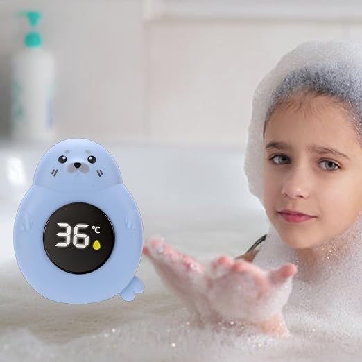 TARSHYRY Baby Bath Thermometer Cartoon Seal LED Digital Water Temperature Thermometer Toy for Infant Toddler Bathtub Swimming Pool (Blue)