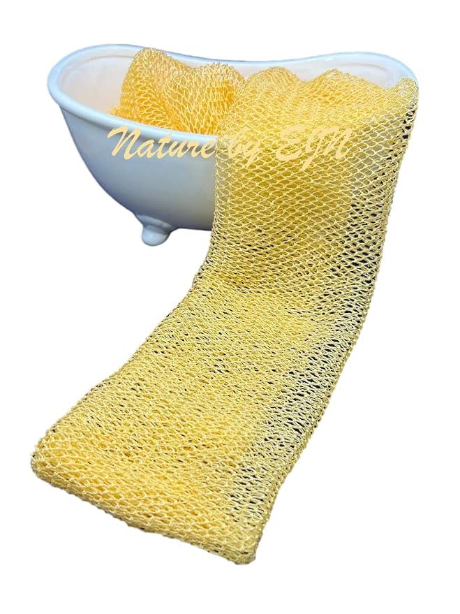 Net Bath Sponge, Long, Skin Exfoliation, African, Porous (Golden Apricot)