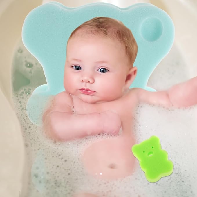 BESTonZON Baby Bath Sponge Pad Non Slip Soft Breathable Infant Bath Cushion Support Mat for Newborns and Toddlers 19.68X11.81X1.57 Inches Machine Washable