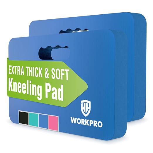 WORKPRO Extra Thick Kneeling Pad, 2 Pack, 17.5 x 11 x 1.5 in, Blue | Soft NBR Foam Cushioning for Knee, Large Foam Kneeler Mat, For Gardening, Bathing Baby, Exercise, Workout Supplies