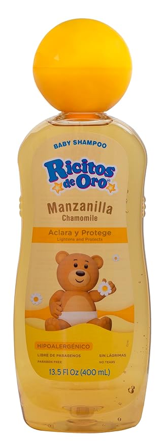 Ricitos de Oro, Baby Shampoo Cleansing and Lightening Baby Shampoo with Chamomile, Paraben Free, Hypoallergenic of 13.5 FL Oz Each,(Pack of 4)