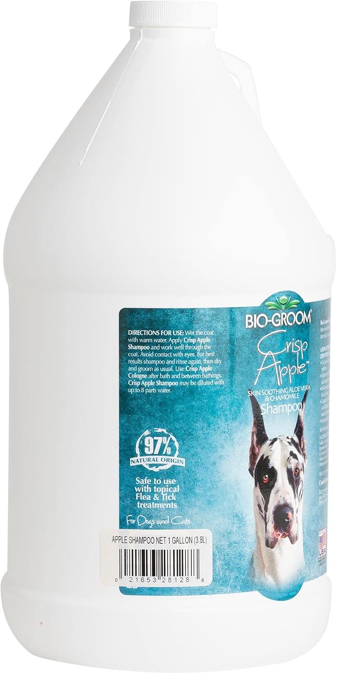 Bio-Groom Crisp Apple Dog Shampoo - Natural Scent Pet Shampoo, Aloe Vera, Chamomile, Cat & Dog Bathing Supplies, Puppy Wash, Cruelty-Free, Made in USA, Quick Rinse Cat Shampoo - 1 Gallon