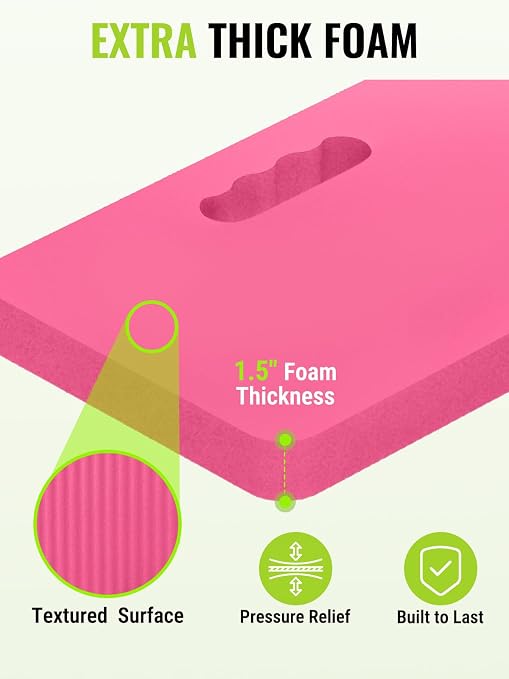 WORKPRO Extra Thick Kneeling Pad2 Pack, 17.5 x 11 x 1.5 in, Pink | Soft NBR Foam Cushioning for Knee, Large Foam Kneeler Mat, For Gardening, Bathing Baby, Exercise, Workout Supplies