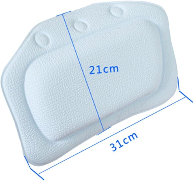 Angoily Bath Pillow with Suction Cups Bathtub Pillow Headrest Sponge Cushion for Head and Neck Support Waterproof Lightweight Washable Spa Accessory for Relaxing Soak 12.20 X 8.26 X 0.78 in