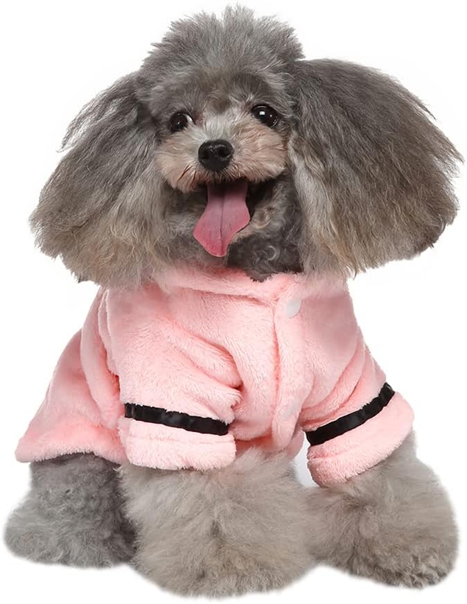 Dog Bathrobe Thicken Pet Drying Coat Super Absorbent Puppy Bathrobe Towel Hooded Towel Robe for Small Dog Cat