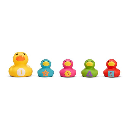 Munchkin Count & Quack Duckies Bath Toys for Toddlers and Babies, Watertight Mama Duck and Ducklings, Kids 9+ Months, Helps Teach Numbers, Counting, Colors and Shapes, 5 Piece Set
