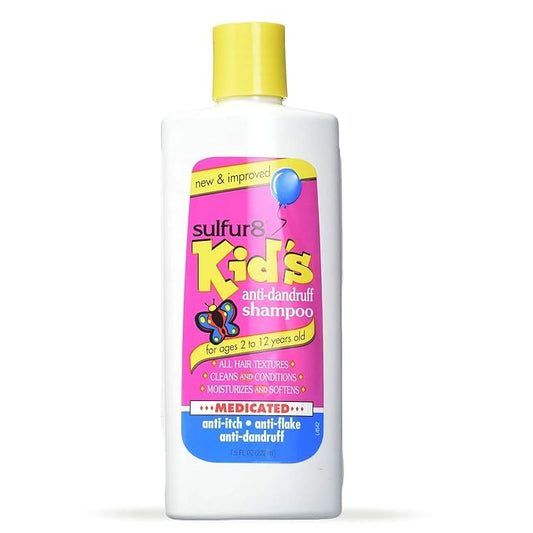 SULFUR8 Anti-Dandruff Shampoo for Kids 7.5 oz – Gentle Medicated Dandruff Control for Itchy Scalp, Mild Cleanse with Kid-Friendly Fresh Fragrance for Children & Sensitive Scalps