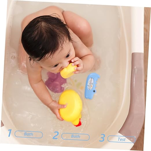 2pcs Baby Bath Waterproof Pool for Infants and Toddlers Easy to Read LCD Display Cartoon Design for Accurate Water Temperature Measurement