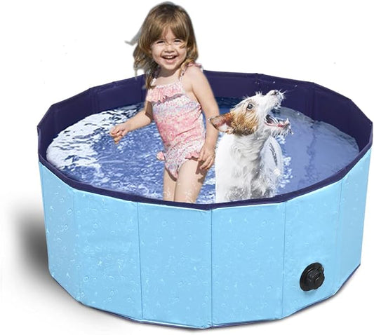 Dog Pool Foldable pet Pool Dog Swimming Pool pet Swimming Pool PVC Non-Slip for All Kinds of Pets 40-12in