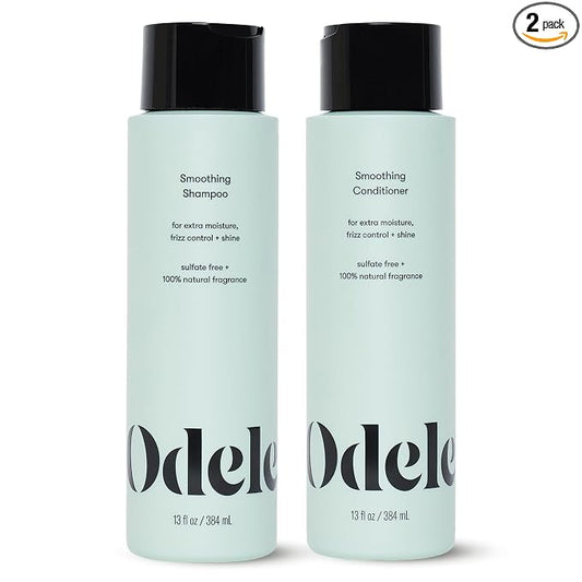 Odele Smoothing Sulfate-Free Shampoo & Conditioner Set, 13 fl oz Each | Color-safe, salon-grade, dermatologist-tested duo tames frizz, smooths flyaways, & adds shine for medium to coarse hair
