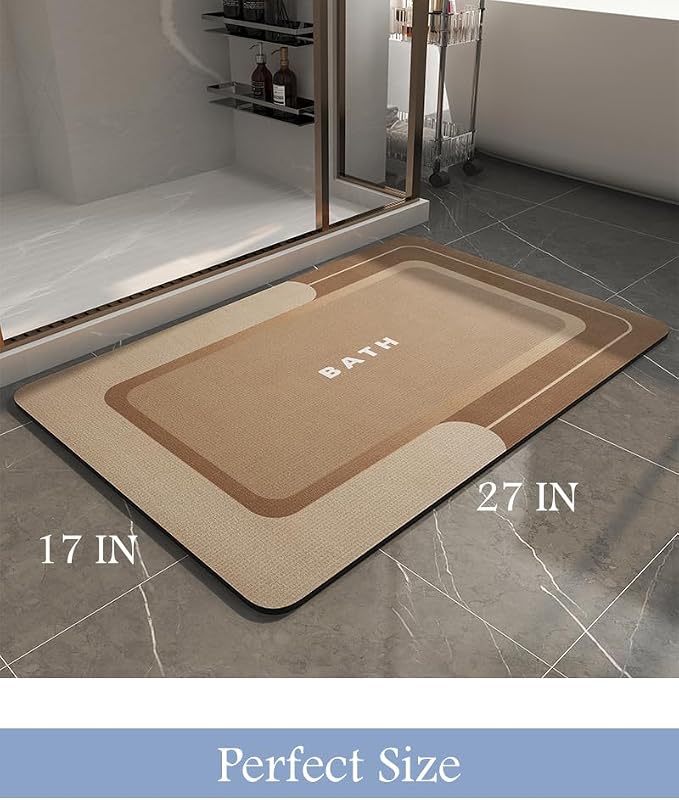 MontVoo-Bath Mat-Bath Rug Non Slip Super Absorbent Stain Resistant Quick Dry Thin Bathroom Rug-Bath Mats for Bathroom Floor Bathtub Vanity-Bathmat Bath Rug Easy Care 17"x27" Brown