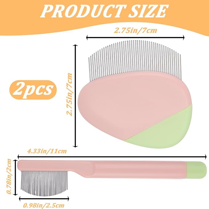 2Pcs Professional Eye Comb for Pets Stainless Steel Dog Eye Comb Gentle Facial Combs for Dogs & Cats Stress-Free Tear Stain Dirt and Debris Remover Comfortable Grip for Daily Pet Grooming