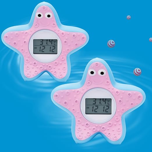 Baby Bath Tube Thermometer LED Display Warning Alarm/Timer Function, Baby Safety Water Thermometers for Bathtub Pool Floating Tub Toy Gift for Infants Newborn Toddlers Kids Room Temperature Essentials