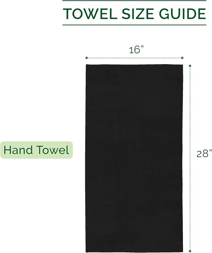 Elegant Comfort Three Line Popcorn Towel Set for Bathroom 16 x 28 inches, Premium Hotel Quality 4-Pack Hand Towels, 100% Turkish Cotton, Soft and Durable, Quick Dry and Highly Absorbent, Black